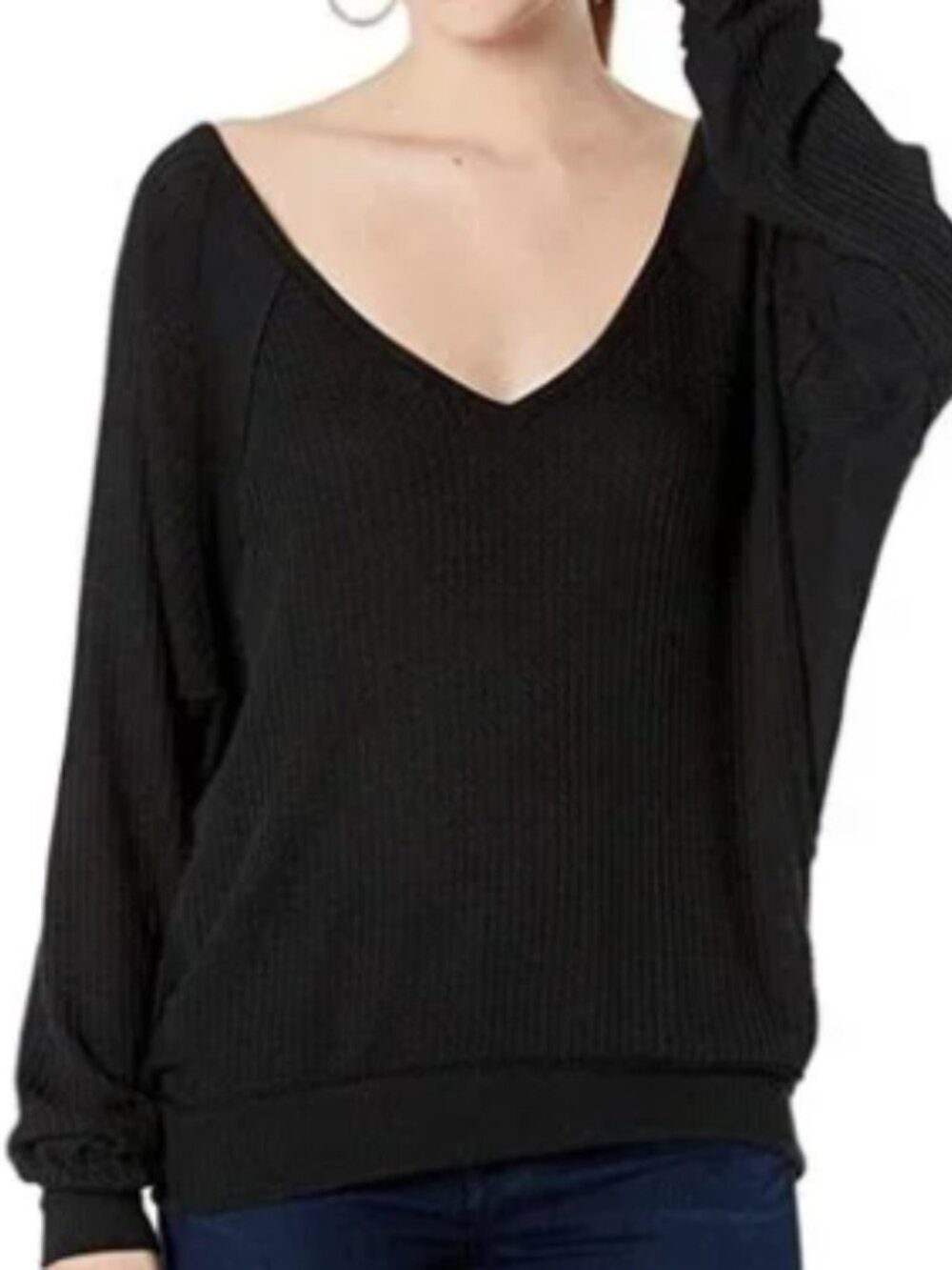 Free People Santa Clara Thermal top Black NWT‎ Size M